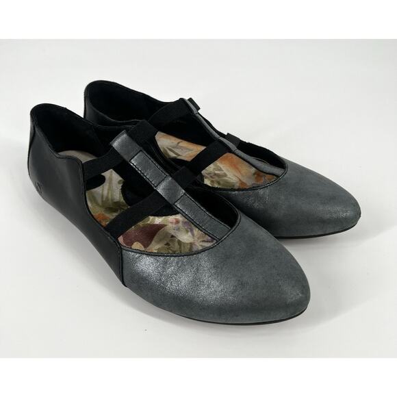 BORN Pewter Black Colorblock Selmha Ballet Mary Jane Flats Shoes - Picture 1 of 10
